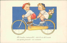 MARIA PIA FRANZONI TOMBA SIGNED 1940s POSTCARD - SPORT - CHILDREN & BICYCLE (5710) - Autres & Non Classés