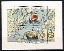 ISLANDIA 1992 - ICELAND - EUROPA CEPT - BARCOS - YVERT HB-13** ó YVERT 753/754** - 1992