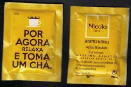 Portugal Sachet Sucre Sugar Bag Cafés Nicola Por Agora Relaxa E Toma Um Chá - Sucres