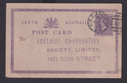 Australien South Australia Ganzsache 1p Queen Victoria G.P.O. Adalaide N. Nelson - Sammlungen