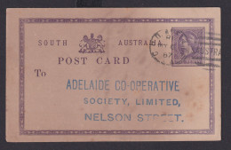 Australien South Australia Ganzsache 1p Queen Victoria G.P.O. Adalaide N. Nelson - Colecciones