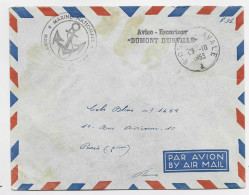 LETTRE FM POSTE NAVALE 1953 + GRIFFE AVISO ESCORTEUR DUMONT D'URVILLE + MARINE NATIONALE - Correo Naval