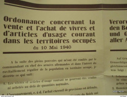 Affiche Ordonnance Concernant - La Vente Et Les Achat De Vivres Est Defendu   - Reimpression - 39 CmX50 - Decotatieve Wapens