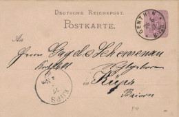 Ganzsache 5 Pfennig - Genthin 1887 > SchemenauKüps - Cartes Postales