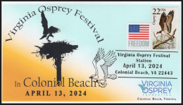 USA 2024 Virginia Osprey Festival,Eagle,Colonial Beach,Flag,Nest,Fish,Bird, Event Cover (**) - Brieven En Documenten