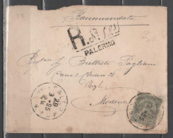 ITALIA 1895 - Lettera Raccomandata Con Effigie 45 C. (1889) Annullo Palermo - Poststempel