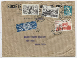 PA 100FR +N°843+841A+ GANDON  LETTRE  AVION PERFORE CNE LETTRE PARIS 13.10.1950  USA AU TARIF - Cartas & Documentos