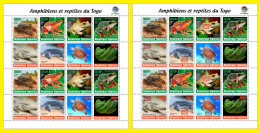 TOGO 2024 MS 16V - REG & OVERPRINT - AMPHIBIANS & REPTILES - FROG FROGS TURTLE TURTLES SNAKES CROCODILE - MNH - Schildkröten