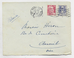 FRANCE CHAINE 50C+ 1FR50 GANDON LETTRE MEC  PARIS VIIII 6.3.1945 AU TARIF - 1941-66 Escudos Y Blasones