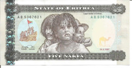 ERITREA 5 NAKFA 24/05/1997 - Erythrée