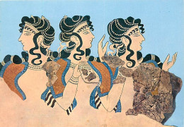 Grèce - Crète - Kríti - Héraklion - Musée D'Héraklion - La Fresque Des Dames Bleues Du Palais De Cnossos - Peinture Anti - Grèce