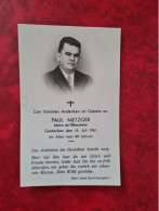 FAIRE PART DE DECES HILSENHEIM MR PAUL METZGER MAIRE 1961 - Otros & Sin Clasificación