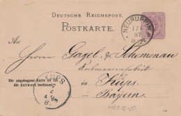 Ganzsache 5 Pfennig Antwortkarte - Neuruppin 1887 > Gagel & Schemenau Korbwaren Küps - Briefkaarten