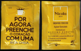 Portugal Sachet Sucre Sugar Bag Cafés Nicola Por Agora Preenche O Coração Com Uma Bica Cheia - Suiker