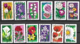 TIMBRE N° 662 A 673 -  SERIES   - ADHESIF  -  FLEURS     - OBLITERE  - 2012 - Used Stamps