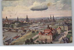 0-8000 DRESDEN, Zeppelin-Ansicht Der Kgl. Ministerien Und Altstadt, Mit Luftschiff, 1917 - Dresden