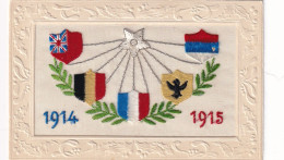 Embroidered Silk Flags Belgium , Russian Tzar , Great Britain , France, Serbia Allied  WWI . Soie Brodée - Ricamate