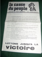 MAI 1968 : " LA CAUSE DU PEUPLE " LE N °4 DU 27 / 28 MAI 1968 , JOURNAL DE FRONT POPULAIRE - 1950 à Nos Jours