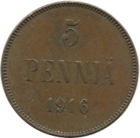 5 PENNIA 1916 FINLANDIA FINLAND Moneda RUSIA RUSSIA EMPIRE #AB235.5.E.A - Finland