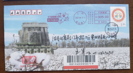 Support Xinjiang Cotton,CN 21 Lanzhou Post Meter Franking Propaganda PMK Used On 21 Biggest Long Staple Cotton Base PSE - Textile