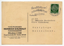 Germany 1936 Postcard; München - Heinrich Grünhut, Kürschnermeister To Schiplage; 6pf. Hindenburg; Slogan Cancel - Covers & Documents