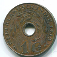 1 CENT 1939 NIEDERLANDE OSTINDIEN INDONESISCH Bronze Koloniale Münze #S10284.D.A - Indie Olandesi