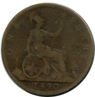 PENNY 1890 UK GROßBRITANNIEN GREAT BRITAIN Münze #AZ743.D.A - D. 1 Penny