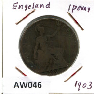 PENNY 1903 UK GROßBRITANNIEN GREAT BRITAIN Münze #AW046.D.A - D. 1 Penny