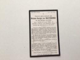 Ancien Faire-part De Décès Beloeil 6 Décembre 1924 Mme Georges Van WAEYENBERCH Née Mary WILFORD - Overlijden