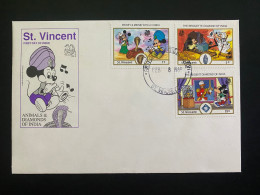 FDC Saint Vincent - 08/02/1989 - Walt Disney - Mickey - Goofy - Dingo - Disney