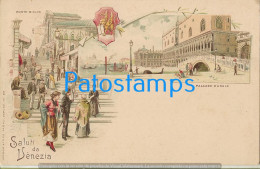 228719 ITALY VENEZIA ART PALACE DUCAL BRIDGE RIALTO & HERALDRY POSTAL POSTCARD - Andere & Zonder Classificatie