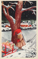 BABBO NATALE Buon Anno Natale GNOME Vintage Cartolina CPSMPF #PKG406.A - Santa Claus