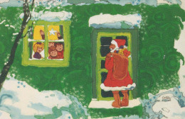 SANTA CLAUS Happy New Year Christmas GNOME Vintage Postcard CPSMPF #PKG384.A - Santa Claus