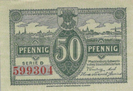 50 PFENNIG 1922 MECKLENBURG-SCHWERIN Mecklenburg-Schwerin UNC DEUTSCHLAND #PI737 - [11] Lokale Uitgaven