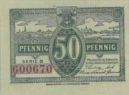 50 PFENNIG 1922 MECKLENBURG-SCHWERIN Mecklenburg-Schwerin DEUTSCHLAND #PI148 - [11] Lokale Uitgaven