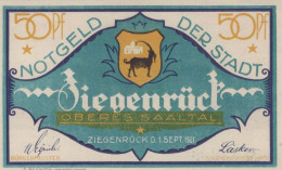 50 PFENNIG 1921 Stadt ZIEGENRÜCK Saxony DEUTSCHLAND Notgeld Banknote #PD449 - [11] Emissioni Locali
