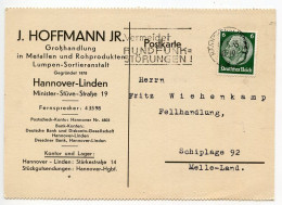 Germany 1935 Postcard; Hannover-Linden - J. Hoffmann Jr. To Schiplage; 6pf. Hindenburg; Radio Slogan Cancel - Brieven En Documenten