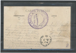 CACHET MILITAIRE -76-ROUEN RG-C P -DOUBLE CERCLE,VIOLET ,42mm- FRAPPE TTB- FRANCE /SERVICE DES CHEMINS DE FER - Guerre De 1914-18