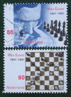 Stamps  Max Euwe Schaken Chess Schach  NVPH 1969 A+b (Mi 1972-1973) 2001 Gestempeld / Used NEDERLAND / NETHERLANDS - Oblitérés