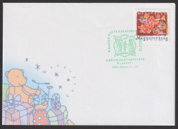 CHRISTMAS Gift FDC For Stamp Collectors Subscriber RRR!!! Angel Horn Teddy Bear Bicycle 2001 Hungary FILAPOSTA Postmark - Natale