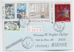 TABLEAU 2FR ARPHILAX2+ DIVERS LETTRE REC PARIS 18 14.4.1975 POUR SUISSE - 1961-....