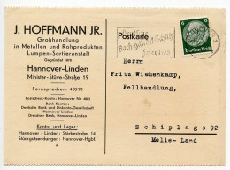 Germany 1935 Postcard; Hannover - J. Hoffmann Jr. To Schiplage; 6pf. Hindenburg; Bach-händel-Schütz Slogan Cancel - Briefe U. Dokumente