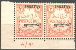 JORDAN PALESTINE - PAIR  STAMPS INVERTED POSTAGE DUE OVP VR - NO S.G ( PD23a) - Jordanien