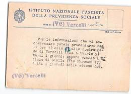 AG2575 IST. NAZ. FASCISTA PREVENZIONE SOCIALE VERCELLI - Storia Postale