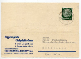 Germany 1940 Postcard; Stollberg (Erzgeb) - Erzgebirgische, Edelpelztierfarm To Schiplage; 6pf. Hindenburg - Storia Postale