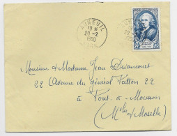 FRANCE SURTAXE 25FR TURGOT SEUL  LETTRE AUNEUIL OISE 20.2.1950 PAS  AU TARIF - 1921-1960: Modern Period