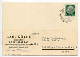 Germany 1935 Postcard; Bockhorst über Borgholzhausen - Carl Köthe, Lederfabrik To Schiplage; 6pf. Hindenburg - Brieven En Documenten