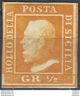 1859 Sicilia 1/2 Grano Arancio MH Sassone N. 2 - Sicily