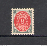 1875 - 1904 Danimarca - Catalogo Unificato N. 24C - 8 Ore Grigio E Carminio - Dentellato 12 3/4 - MNH** - Other & Unclassified