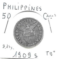 PHILIPPINES  US.Période  50  Centavos   Année 1909s  KM167, Ag. 0.750,  TB+ - Filippine